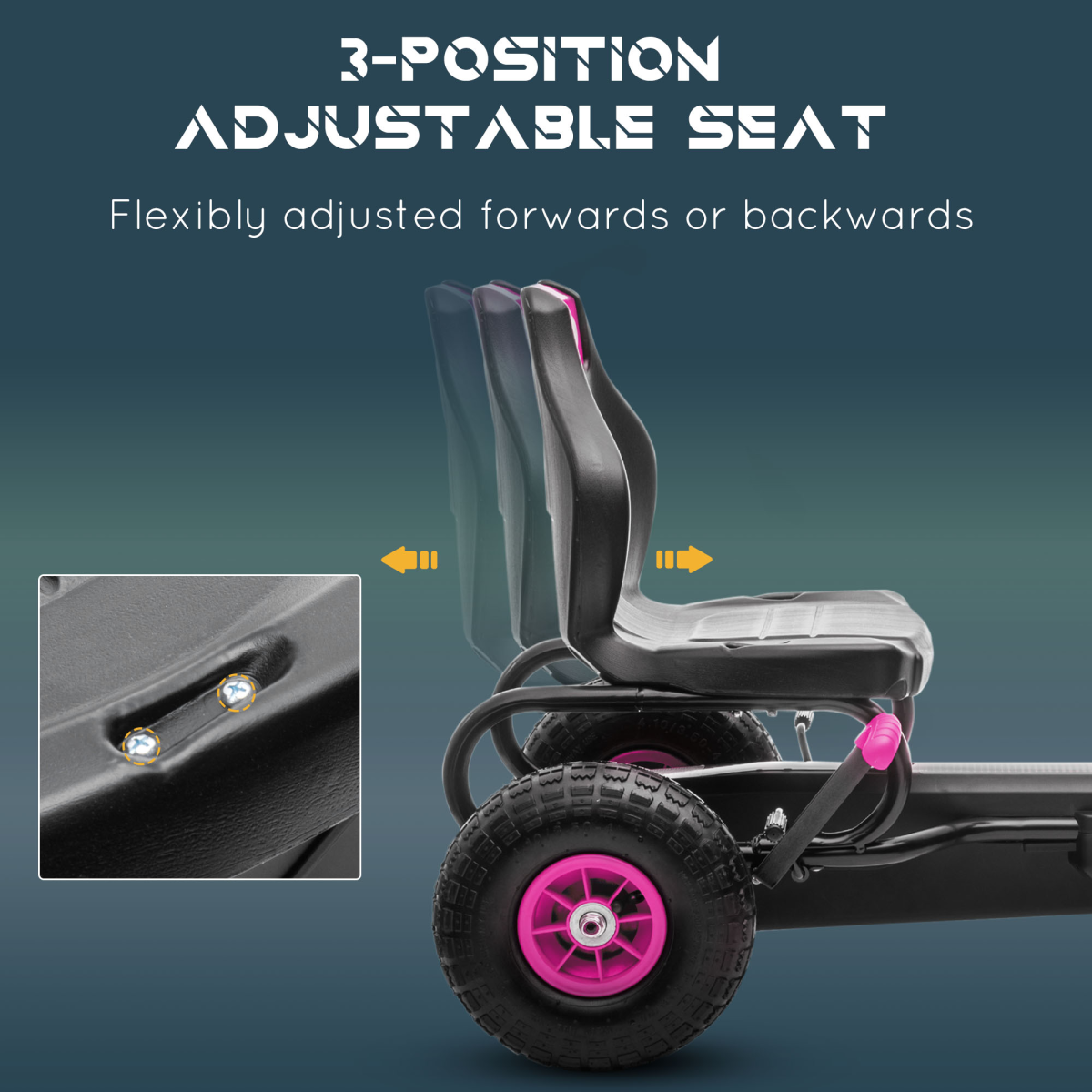 cortex-london-windsor-pink-childrens-pedal-go-kart-adjustable-seat-rubber-wheels-brake