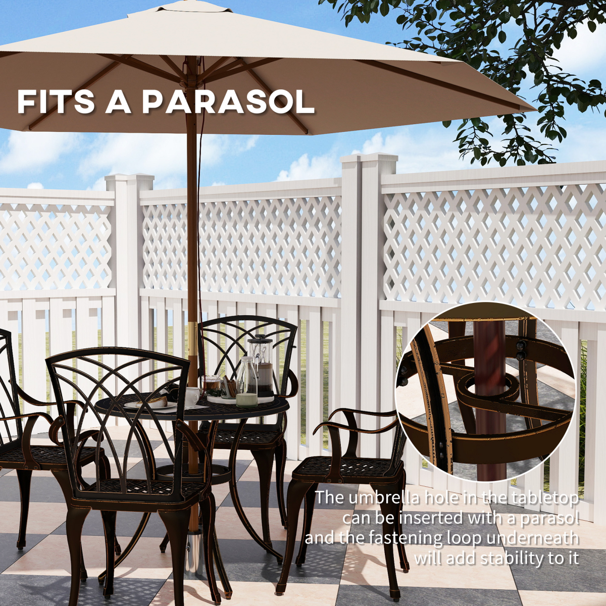 Outsunny 5 PCs Garden Dining Set, Garden Furniture Set, Bronze Tone