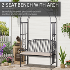 Outsunny Metal Bench W/Arch, 114L cm-Grey