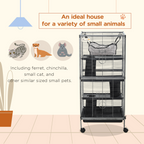 Rolling Small Animal Cage for Chinchillas Ferrets Kittens w/ Platform Ramp Tray