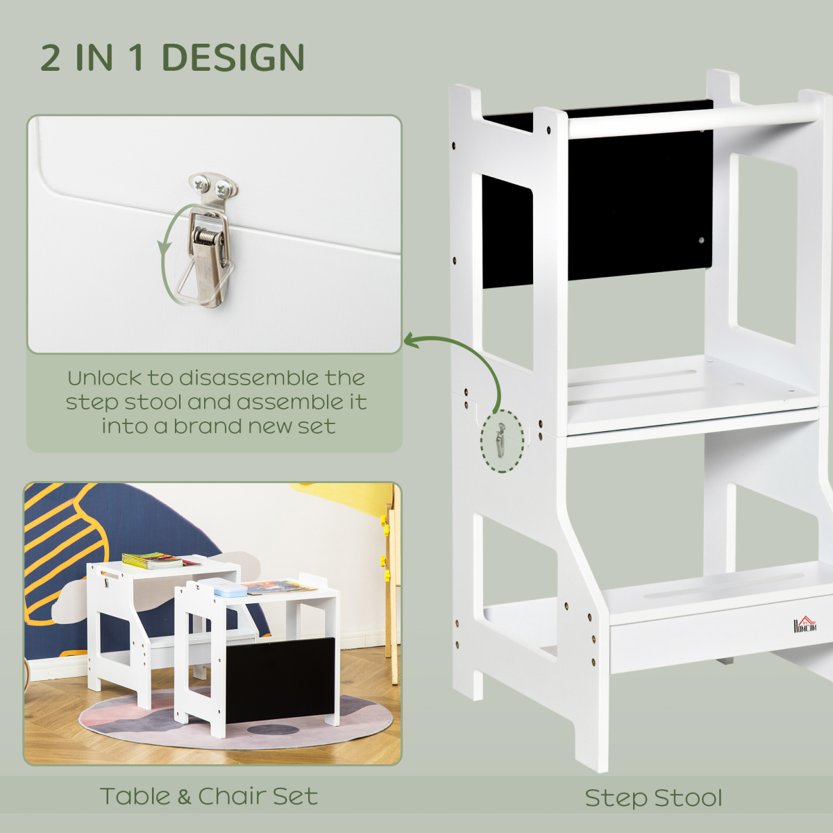 cortex-london-windsor-2-in-1-kids-kitchen-step-stool-learning-tower-with-safety-rail