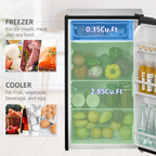 91L Freestanding Under Counter Fridge with Chiller Box Reversible Door Black