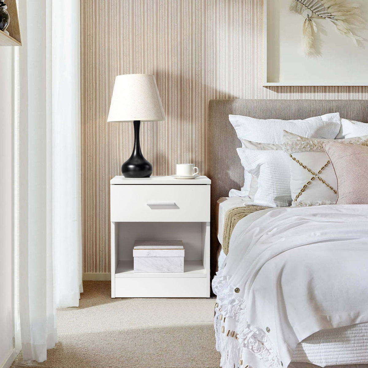 cortex-london-york-white-two-tier-bedside-cabinet-particleboard-drawer-open-shelf