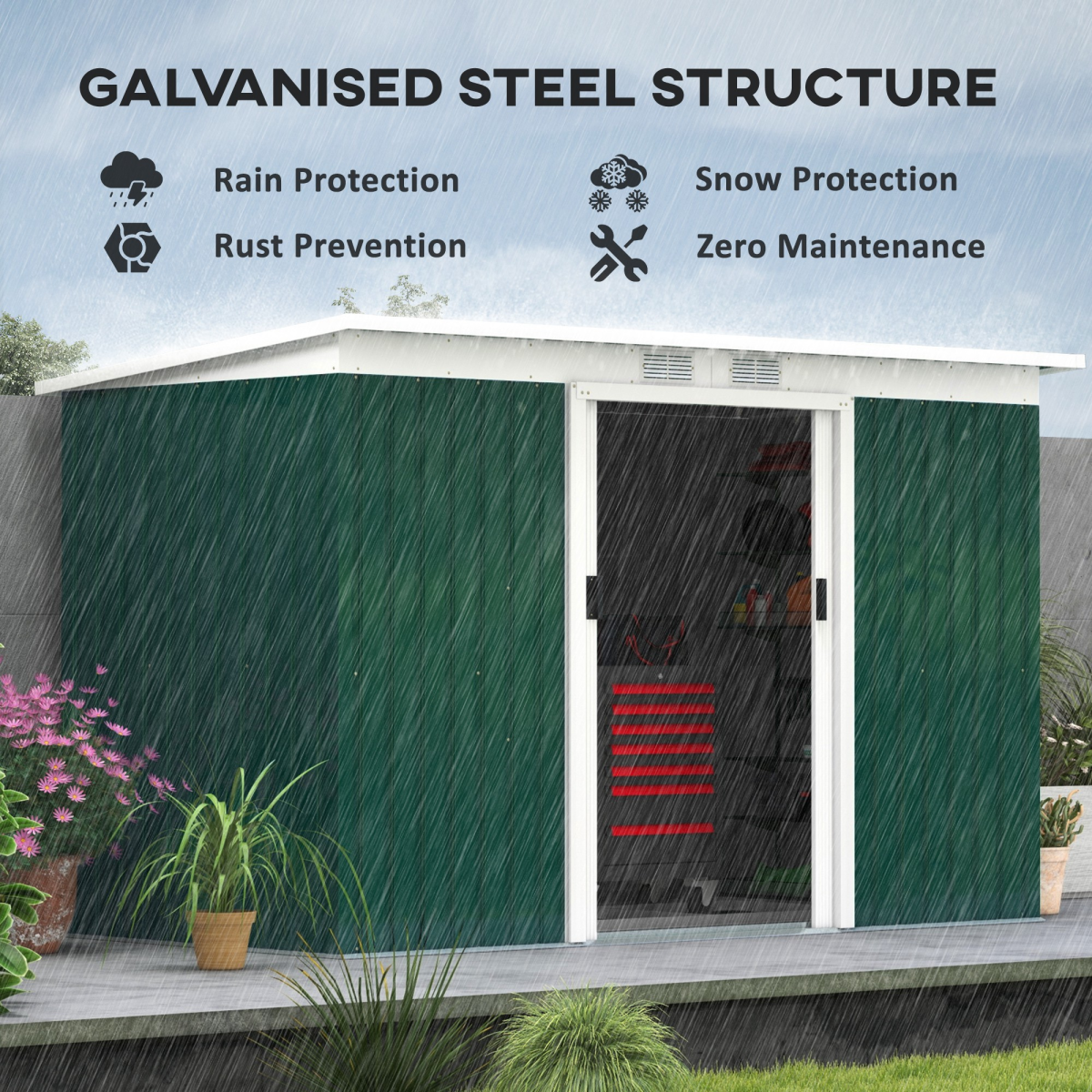 cortex-london-windsor-9ft-4-25ft-galvanised-steel-garden-tool-storage-shed-double-doors-ventilation-windows