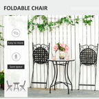 3Pc Mosaic Tile Garden Bistro Set Folding Chairs