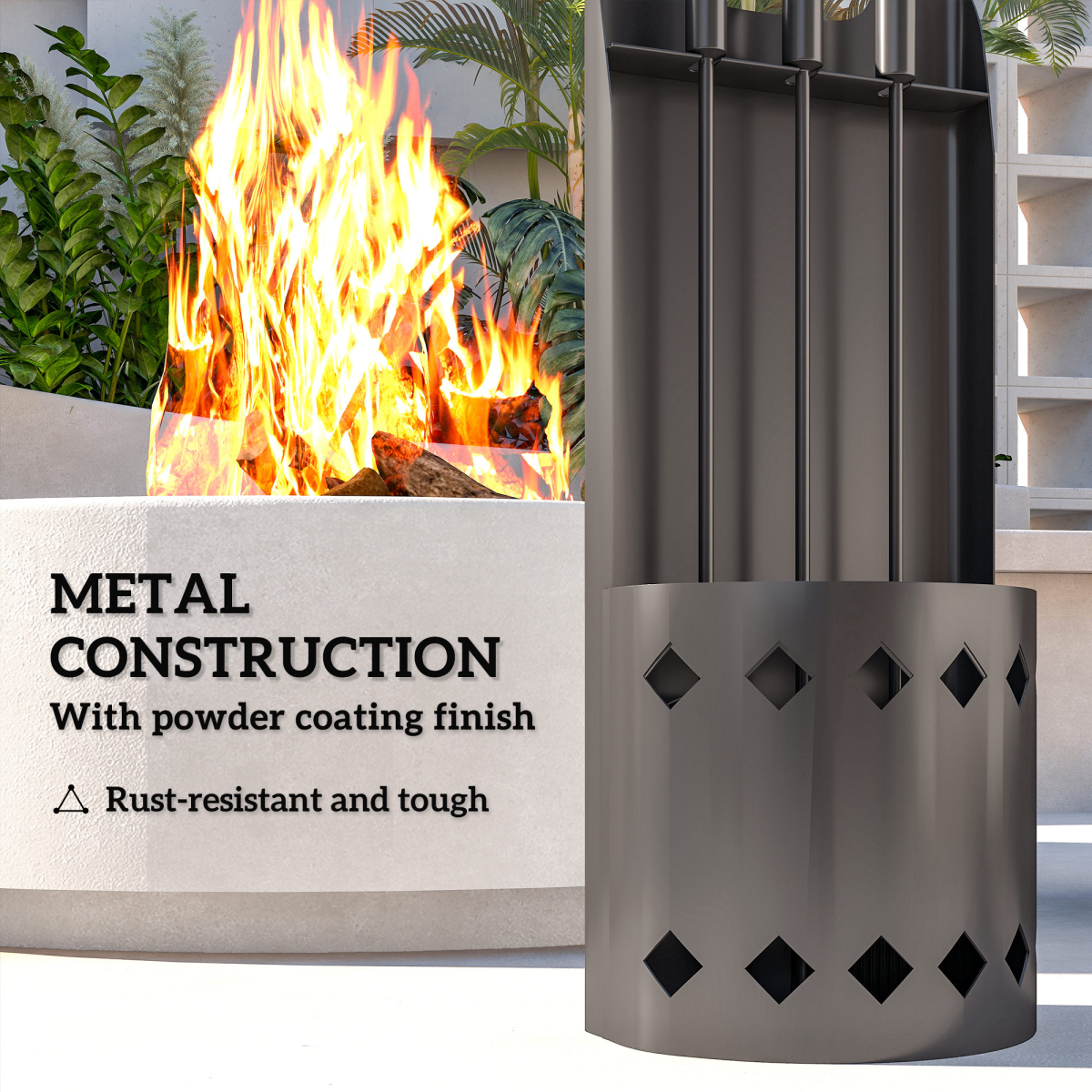 cortex-london-windsor-black-metal-four-piece-fireplace-companion-set