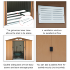 9x6 ft Metal Shed Khaki Storage Large Yard Store Door Container