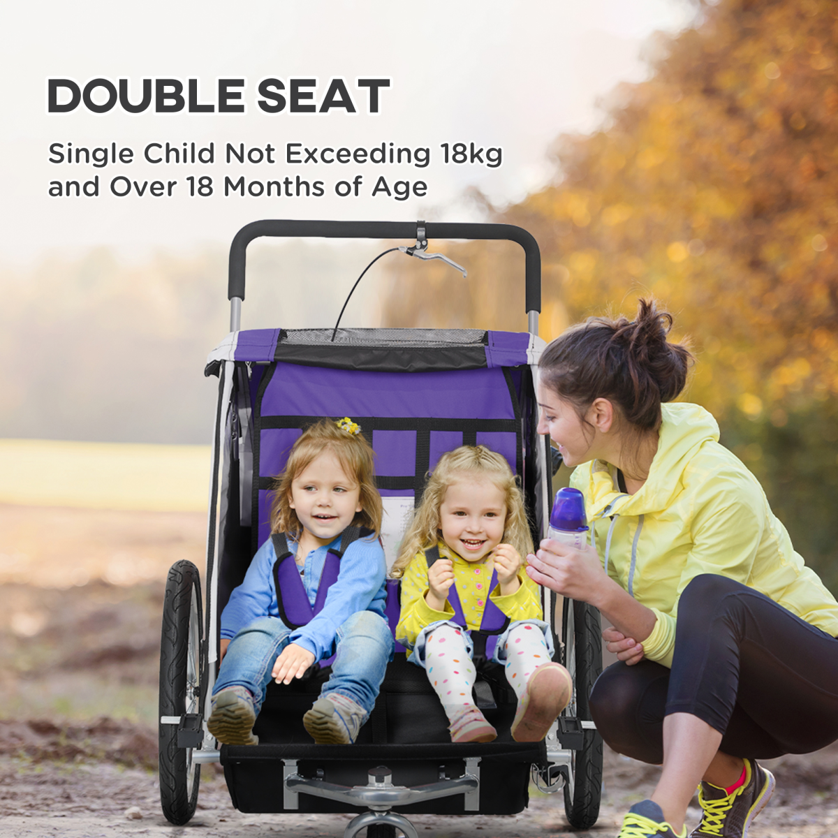 cortex-london-windsor-two-seat-child-bike-trailer-purple-steel-oxford-fabric