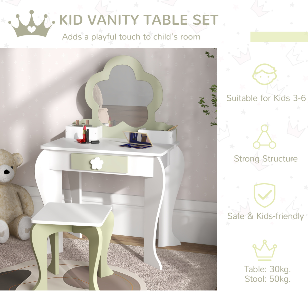 cortex-london-windsor-flower-kids-vanity-table-set-white-yellow