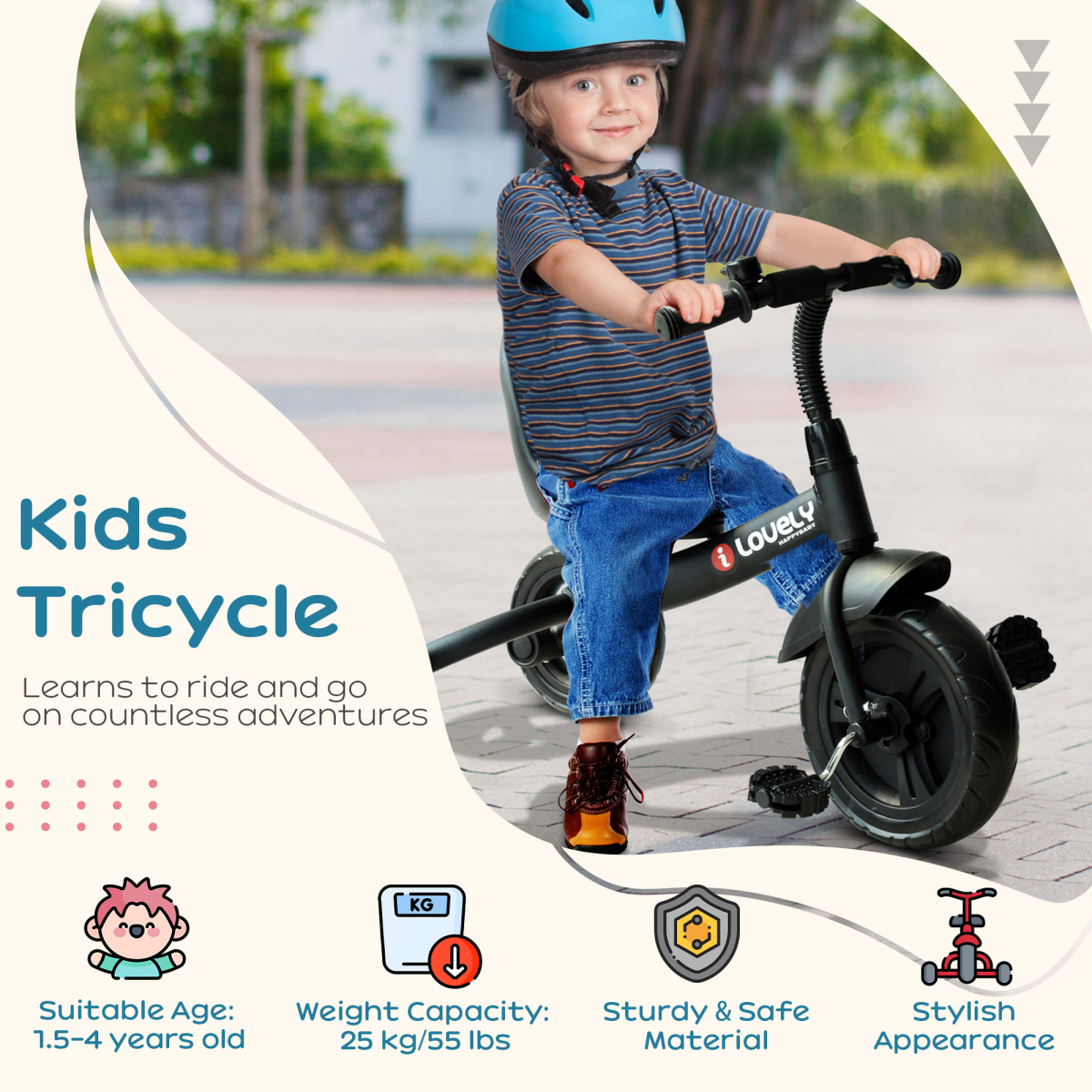 cortex-london-windsor-toddler-tricycle-three-wheel-ride-on-black