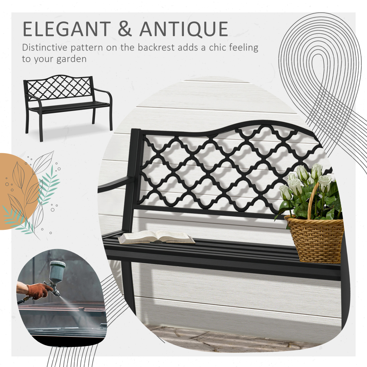 cortex-london-windsor-antique-steel-2-seater-outdoor-garden-bench-armrest-matte-black