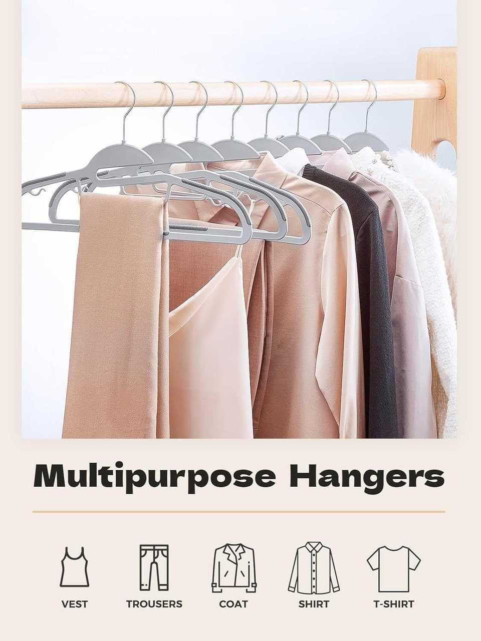 Belofay 100 Pack White Plastic Coat Hangers Non Slip Heavy Duty Adult Clothes