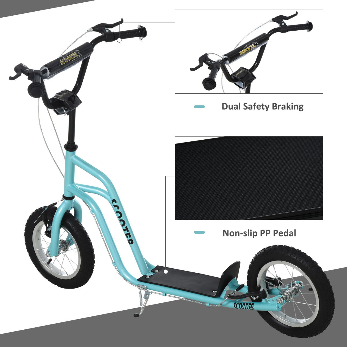 cortex-london-york-kids-kick-scooter-blue-inflatable-rubber-tyres-adjustable-handlebar