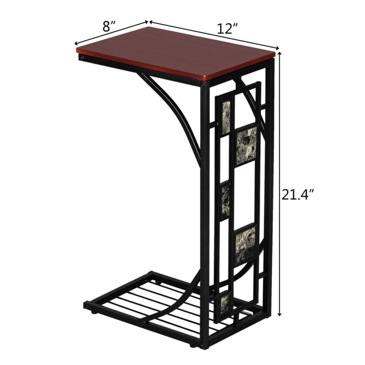 cortex-london-windsor-c-shaped-end-table-brown-gravel-pattern-black-powder-coated-base