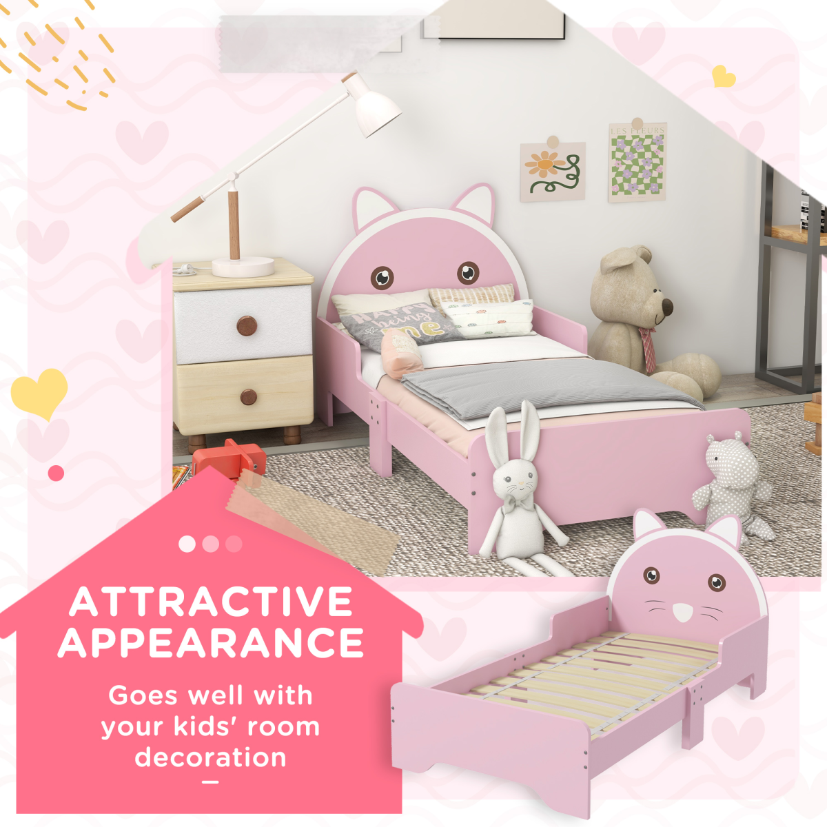 cortex-london-windsor-cat-toddler-bed-frame-pink-guardrails
