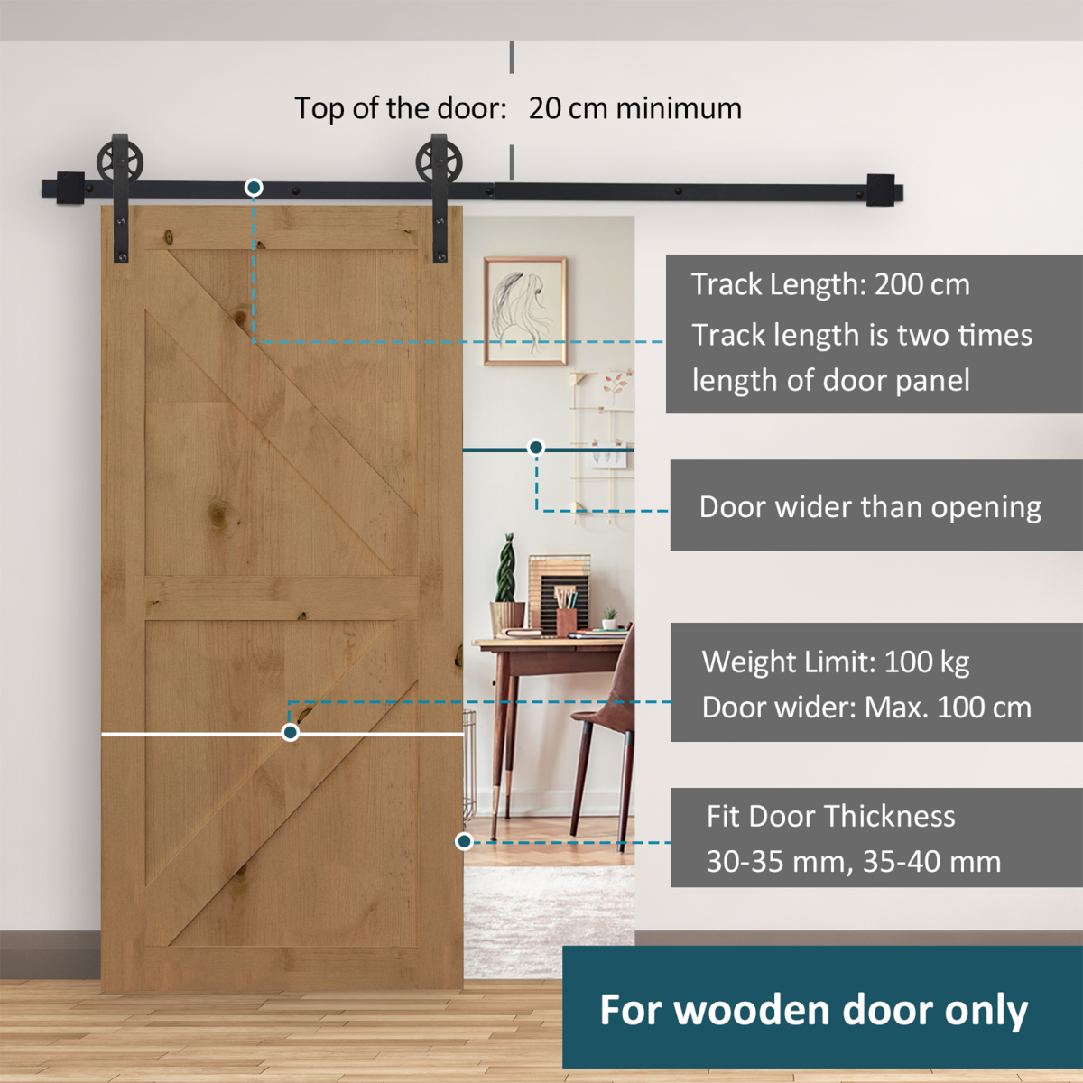Sliding Barn Door Hardware Kit,6.6 Ft