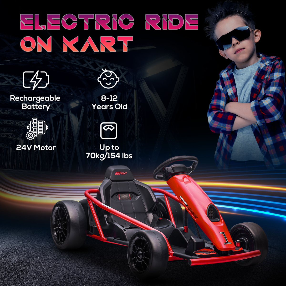 cortex-london-windsor-24v-drift-electric-go-kart-for-kids-red-black