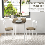 3pc Dining Table and Chairs Set, Oval Kitchen Table with 2 Chairs, Natural