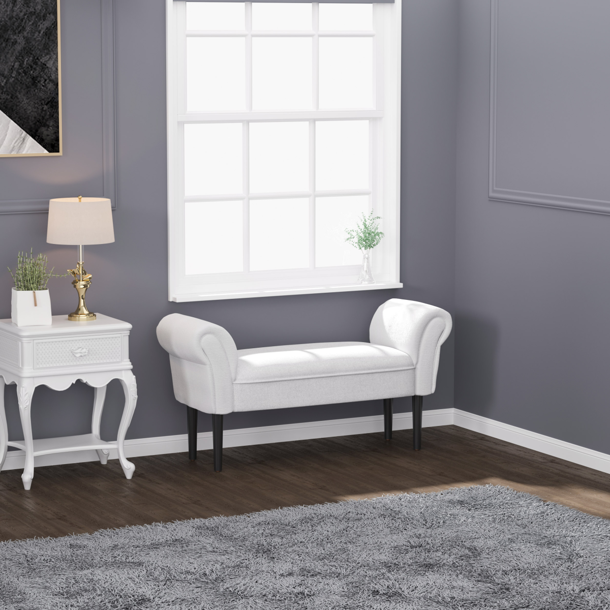 cortex-london-kensington-flannelette-padded-end-bench-wood-legs-scrolled-ends