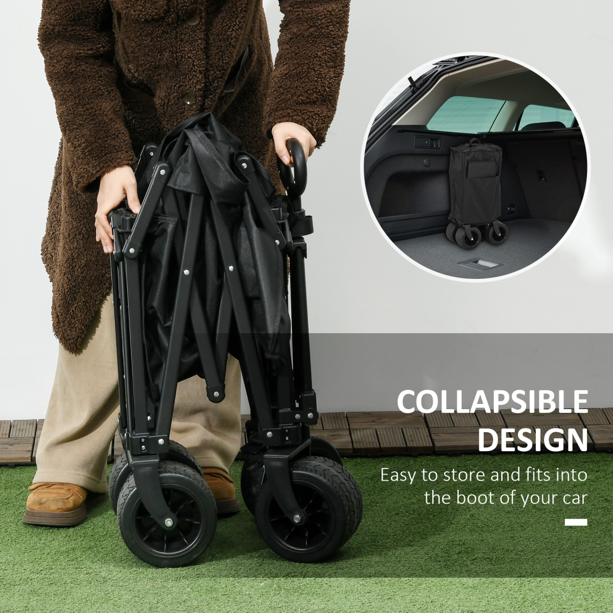 cortex-london-windsor-110l-foldable-garden-cart-outdoor-utility-wagon-black