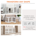 Foldable Dog Gate Freestanding Wooden Pet Barrier w/ 3 Panels, 2 Support Feet
