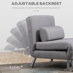 Linen Upholstered Elevated Single Sofa Bed Grey
