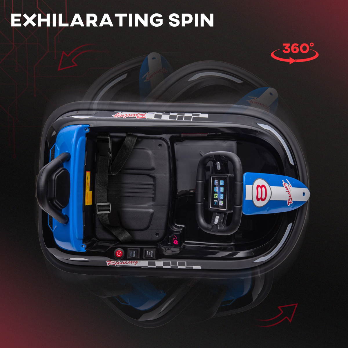 cortex-london-windsor-6v-kids-360-rotation-bumper-car-blue-and-black