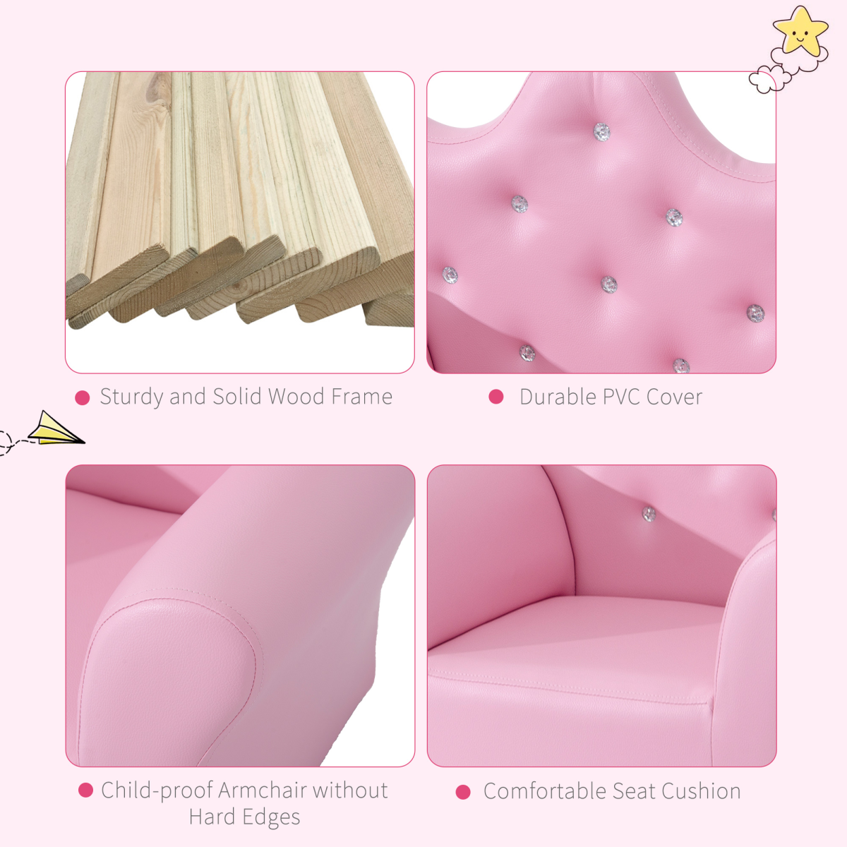 cortex-london-windsor-pink-kids-armchair-footstool-set