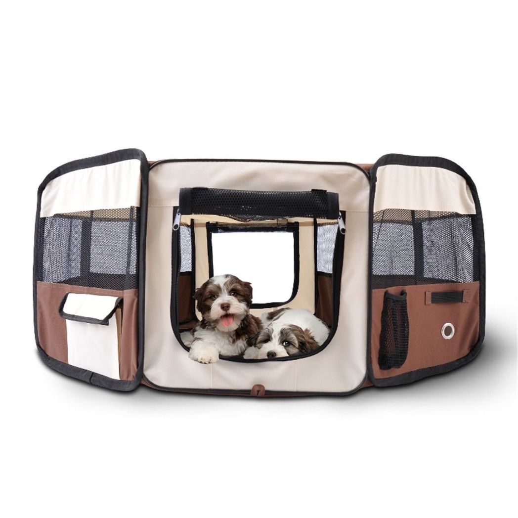 cortex-london-windsor-portable-pet-playpen-brown-cream