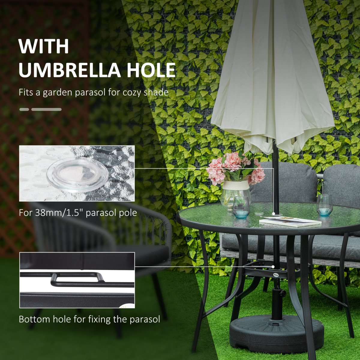 cortex-london-kensington-106cm-round-garden-dining-table-tempered-glass-steel-frame