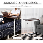 Multipurpose Overbed Chair Table Sofa Side Stand Height Adjustable White/Brown