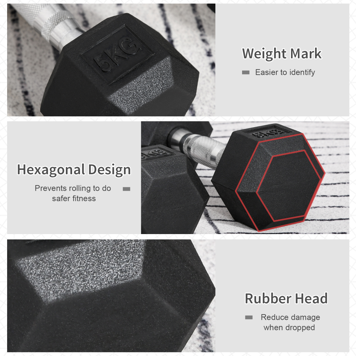 cortex-london-windsor-hexagonal-dumbbells-2x5kg-home-fitness-homcom