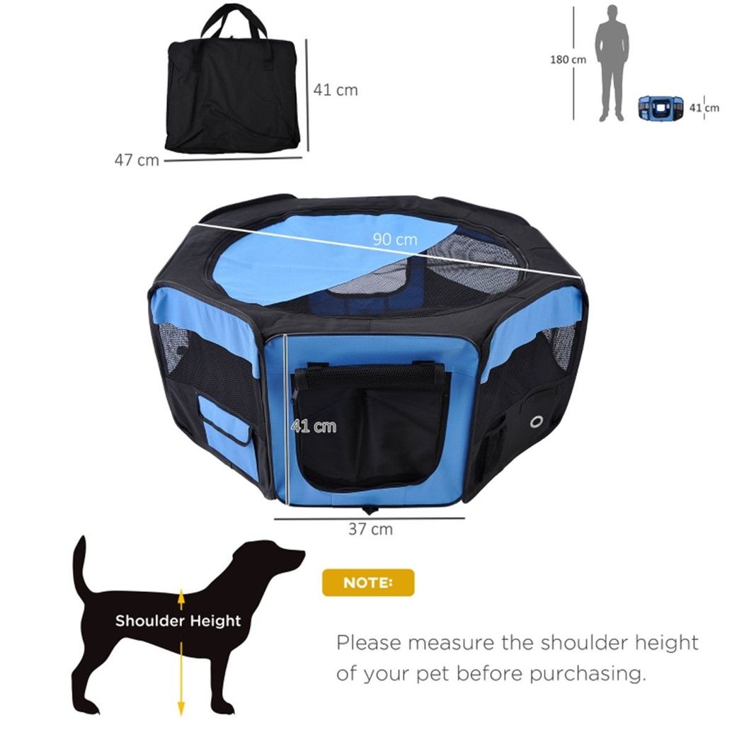 cortex-london-windsor-portable-pet-playpen-blue-and-black