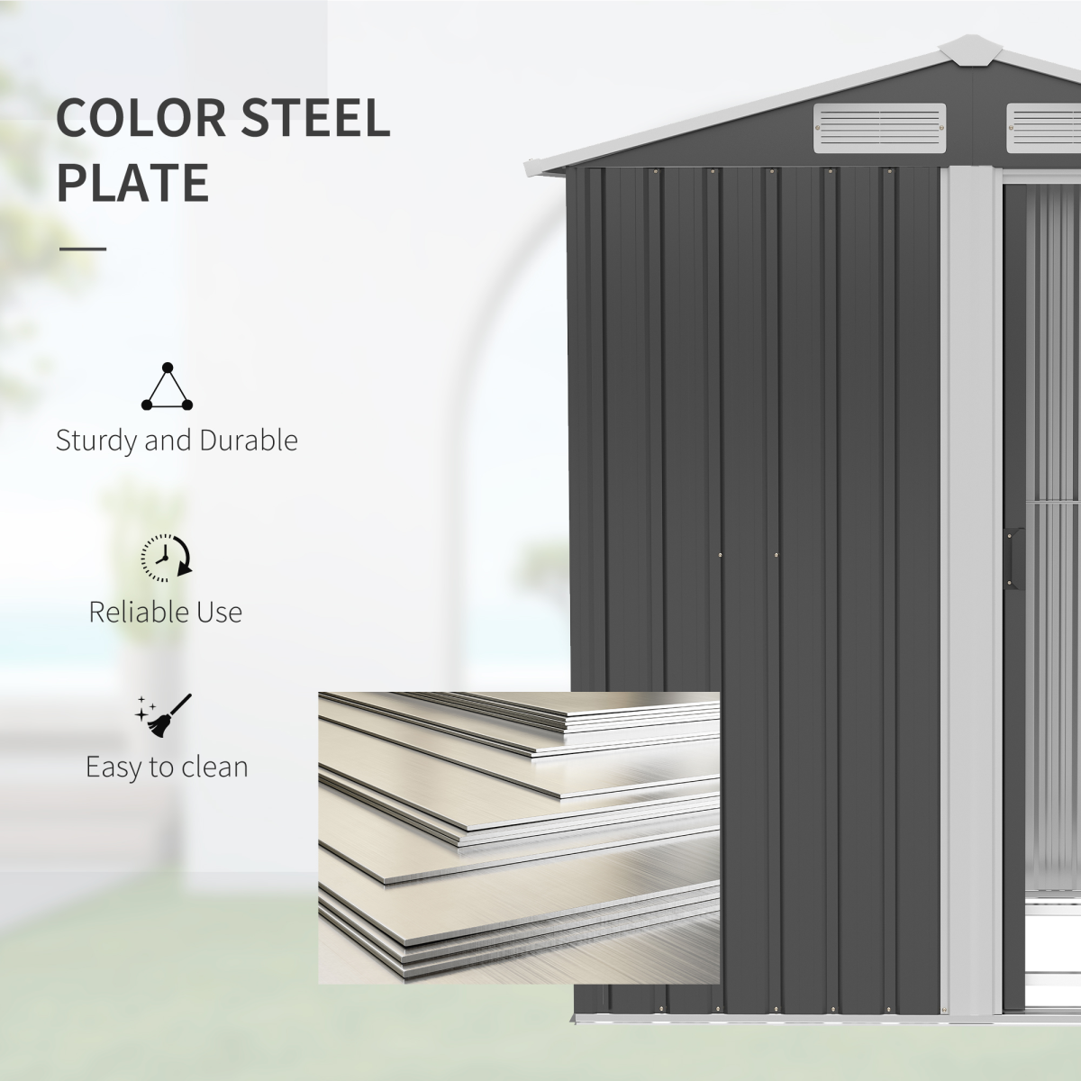 cortex-london-windsor-grey-metal-garden-storage-shed-sliding-door-sloped-roof-four-vents
