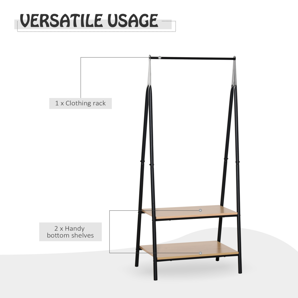 cortex-london-york-149cm-two-tier-garment-rack-black-wood-grain