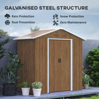 Outsunny 6.5x3.5ft Metal Garden Shed for Garden, Brown Wood Effect