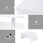 2-Tier Coffee Table Side/End Table Modern Rectangular Design White