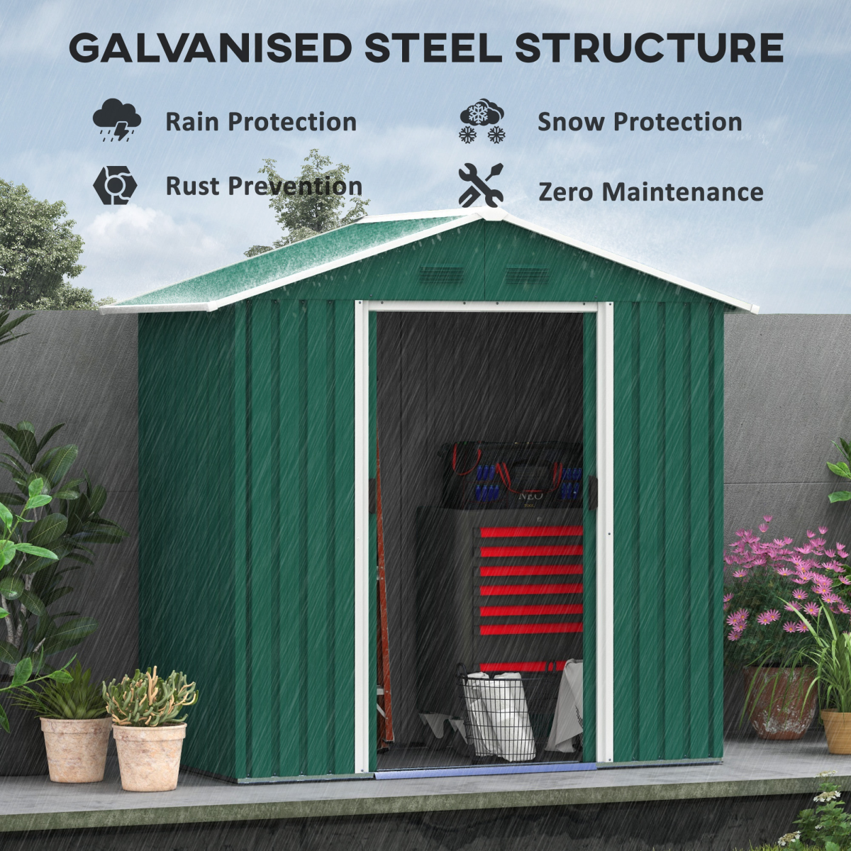cortex-london-windsor-metal-garden-shed-green