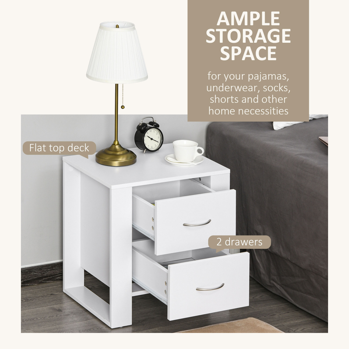 cortex-london-windsor-white-2-drawer-particle-board-bedside-table