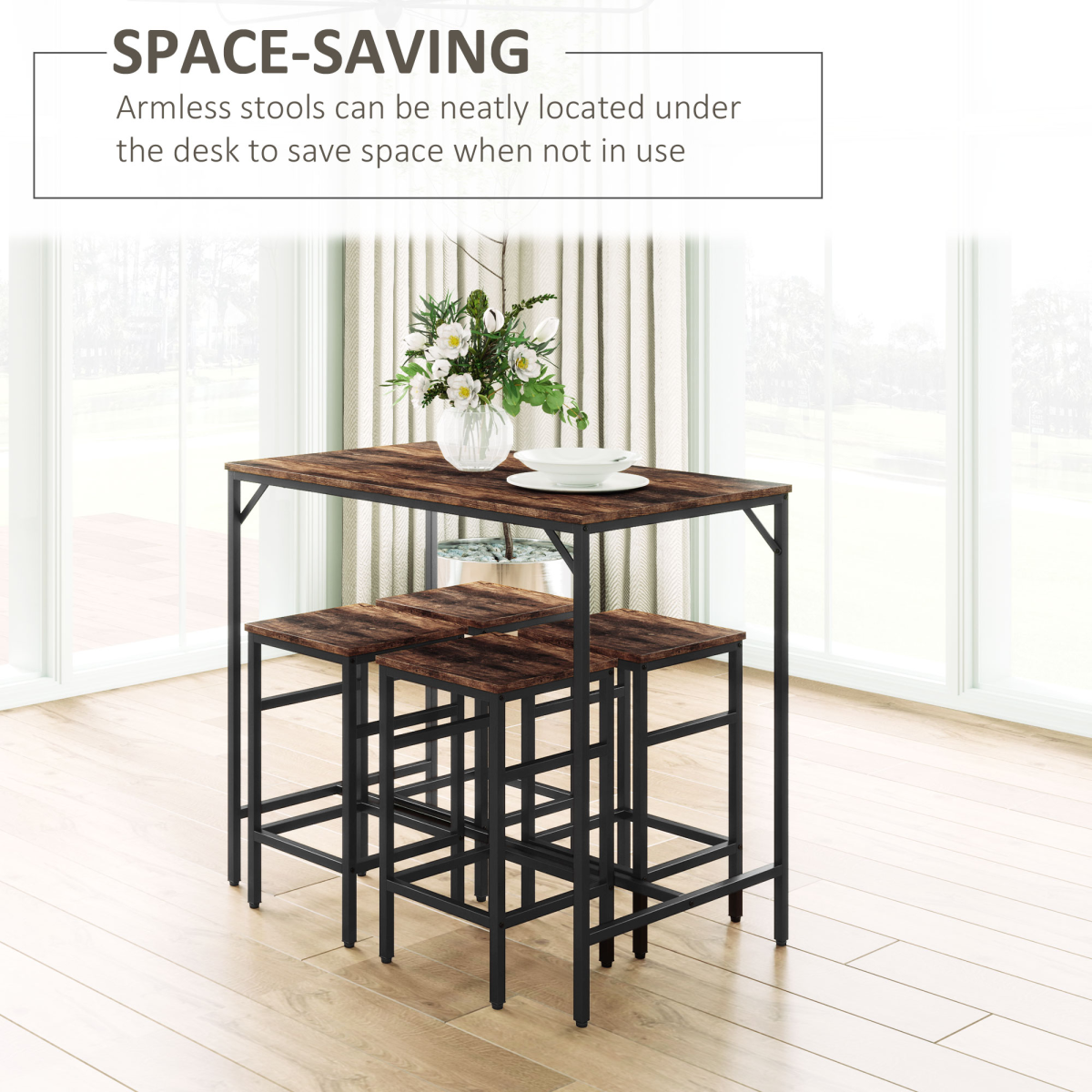 cortex-london-bristol-industrial-dining-bar-table-four-stools-black-brown