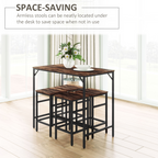 MDF Industrial 5-Piece Dining Set Dining Table with 4 Stools Black/Brown