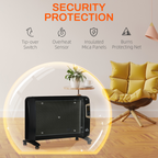 Electric Space Heater, Adjustable Temperature 15-40C, 1000W/2000W, Black