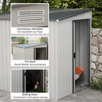 Outsunny 5 x 7FT Garden Shed with Foundation Lean to Metal Tool Shed White