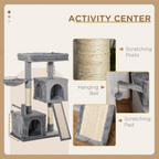 Cat Tree Tower w/ Sisal Scratching Posts Pad Hanging Ball Perch Condo Hammock