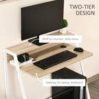 Computer Workstation Storage Shelf Color White and Oak