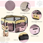 Fabric Pet Dog Cat Puppy Playpen Rabbit Guinea Pig Play Pen in Pink Small