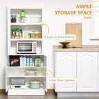 Kitchen Cupboard with 6-tier Shelving, Sideboard  Double-door , White