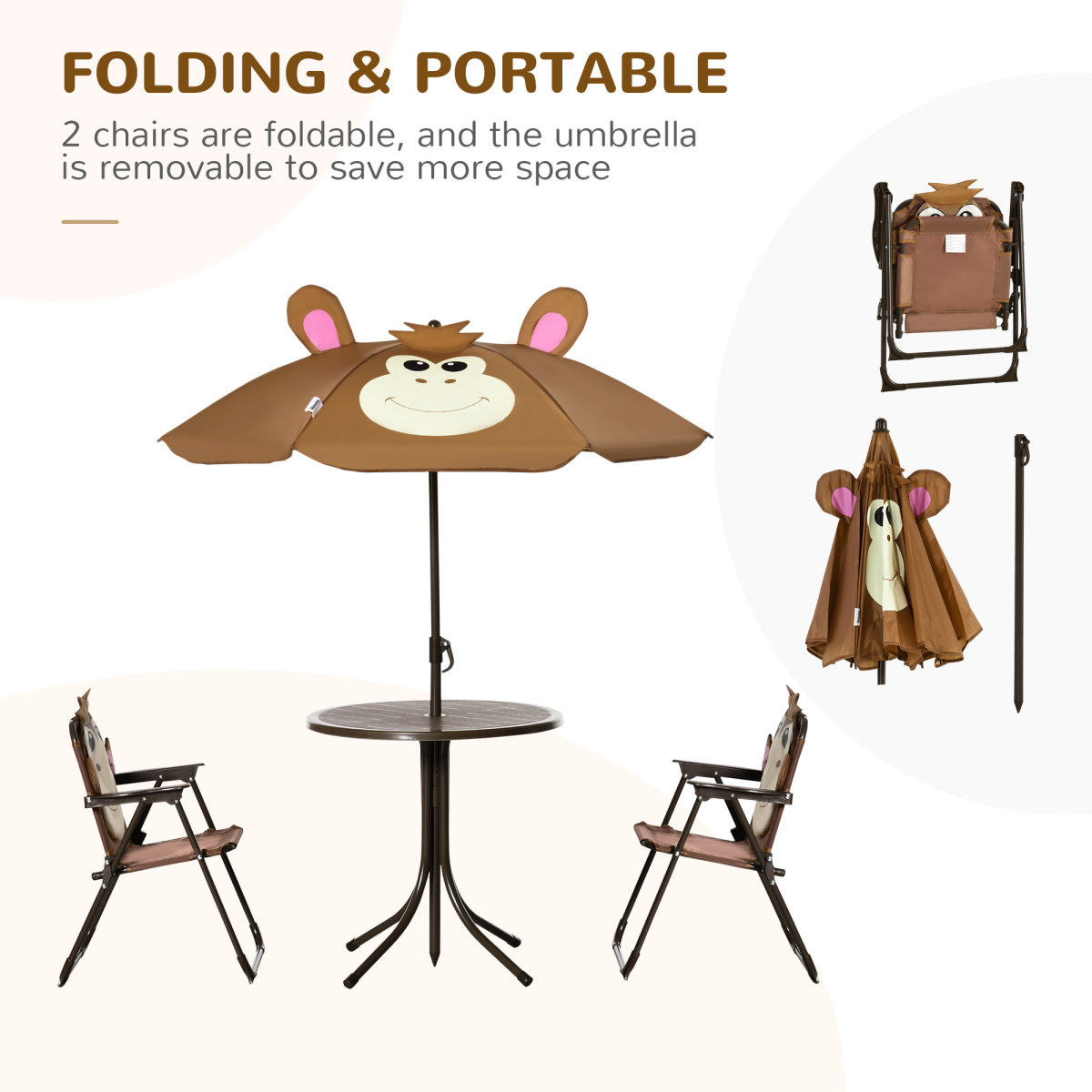 cortex-london-windsor-kids-foldable-monkey-garden-table-chair-umbrella-set