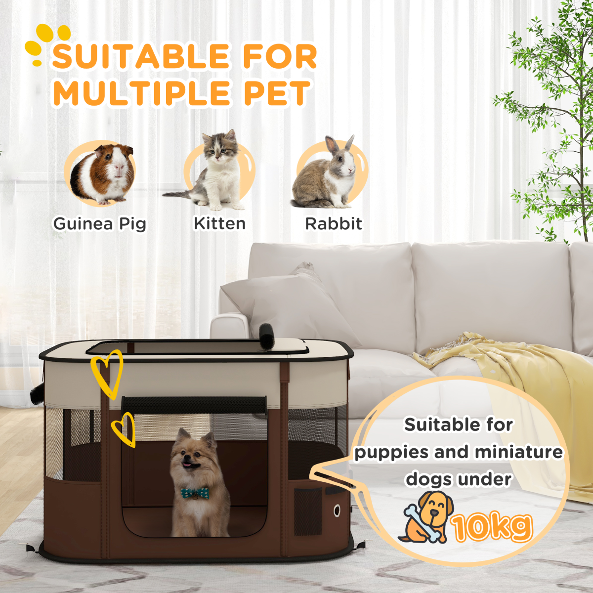 cortex-london-york-portable-pet-pen-for-puppies-rabbits-kittens-guinea-pigs-brown