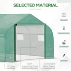 4.47 x 3 x 2m Walk-in Polytunnel Tent,  PE Cover, ZipDoor 6Windows, Green
